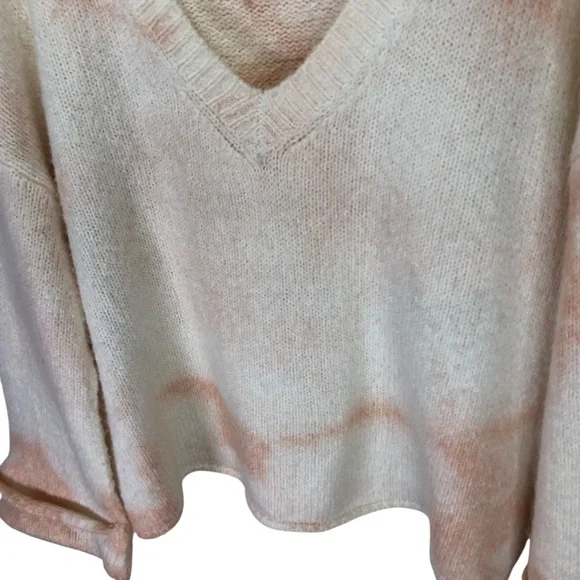 Anthropologie V Neck Bell Sleeve Sweater Sz XS Oversized Boxy Tie Dye Cozy Warm - Picture 9 of 13